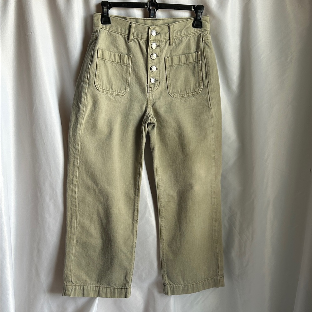 American Eagle Outfitters Olive Button-Fly Wide leg Jeans